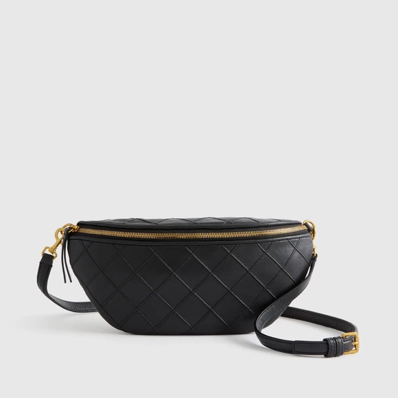 Quince Handbags - Quince Italian Leather Diamond Quilted Sling Bag in Black
